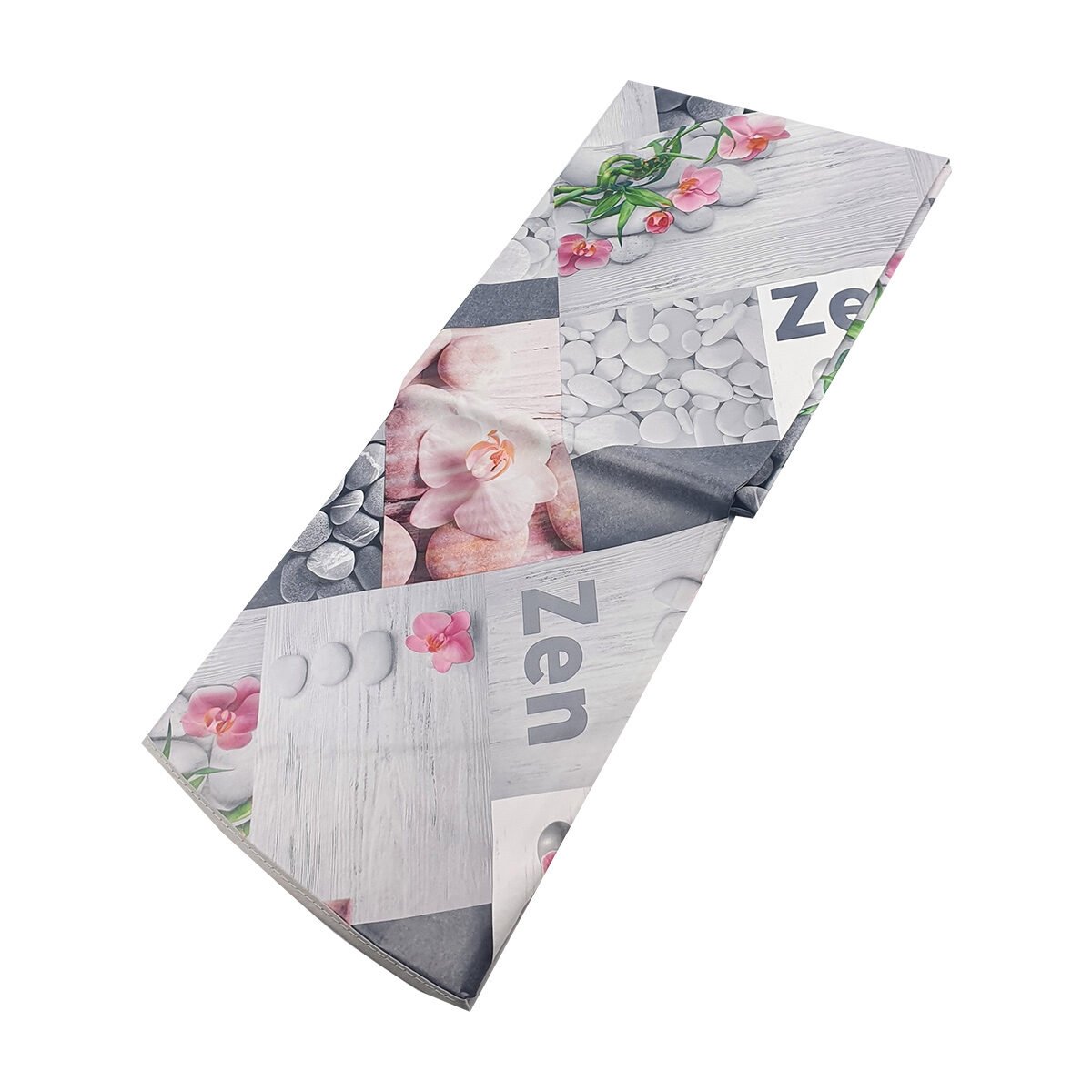 Round tablecloth in oilcloth/PVC printed Meditazen D 160 cm with bias finish Douceur d'intérieur