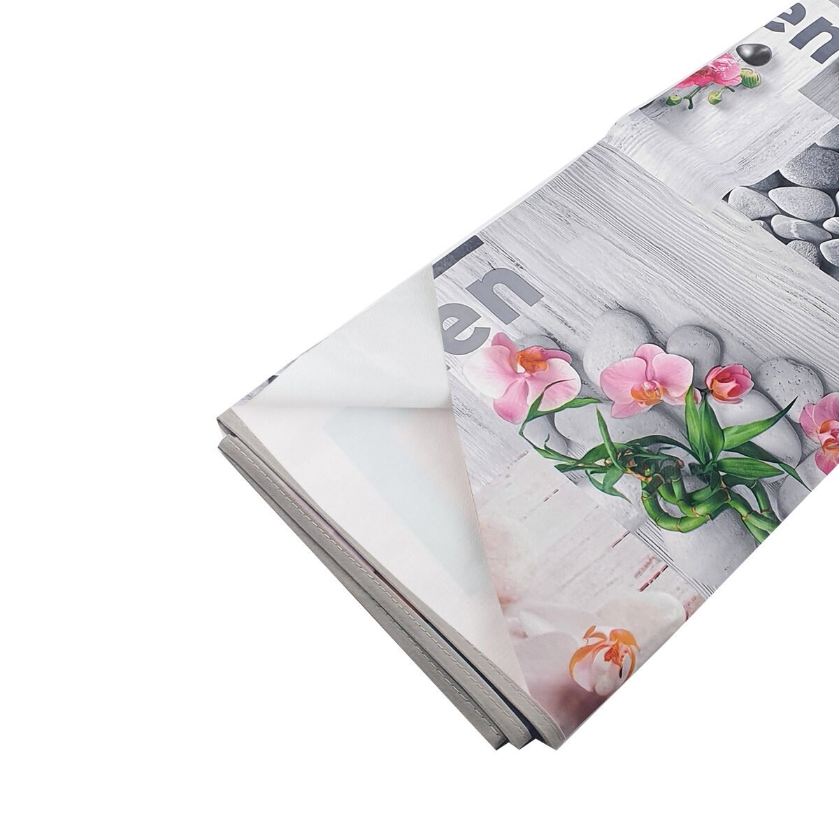 Round tablecloth in oilcloth/PVC printed Meditazen D 160 cm with bias finish Douceur d'intérieur