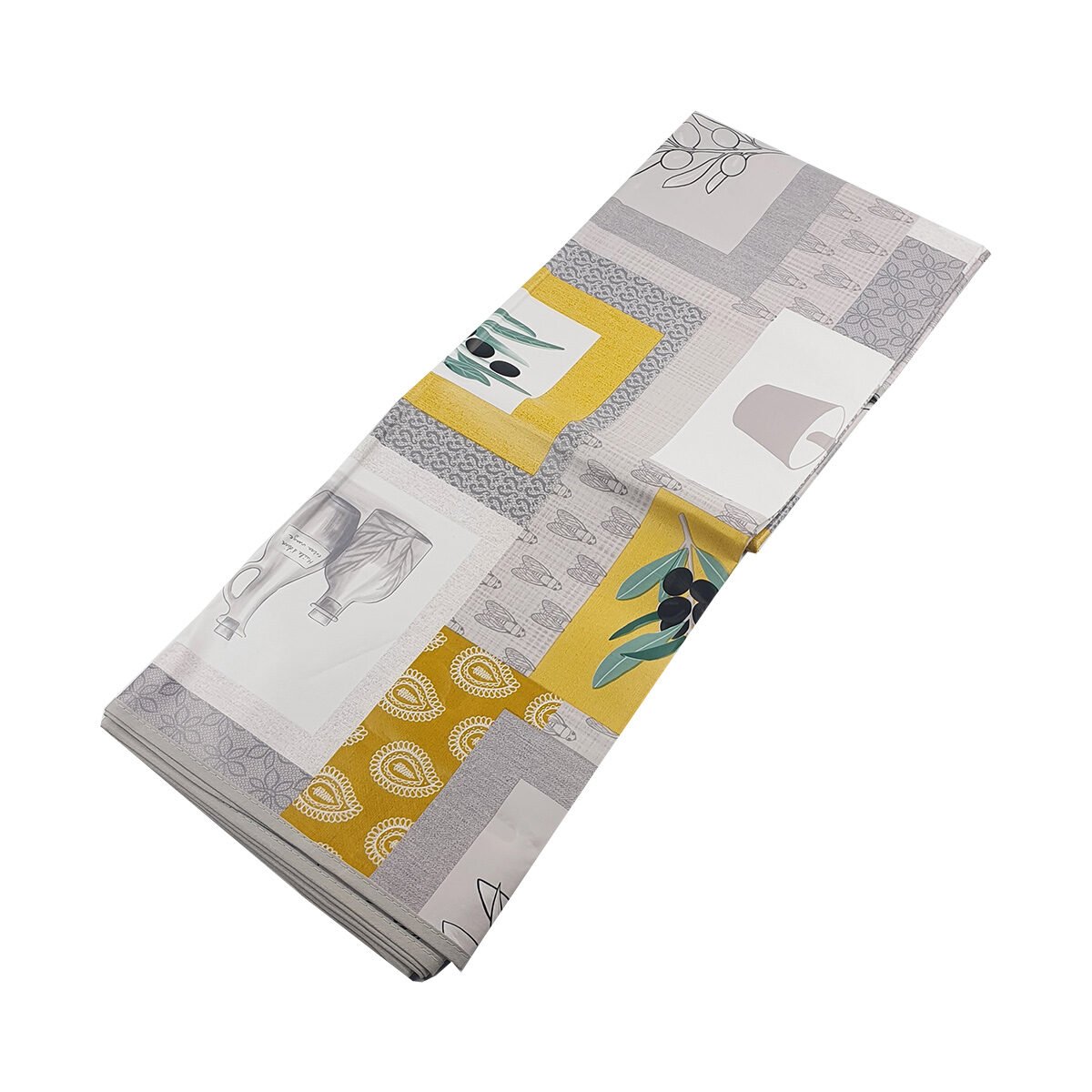 Nappe rectangulaire en toile cirée/PVC imprimée Graziella jaune L 240 x l 140 cm avec finition biais Douceur d'intérieur