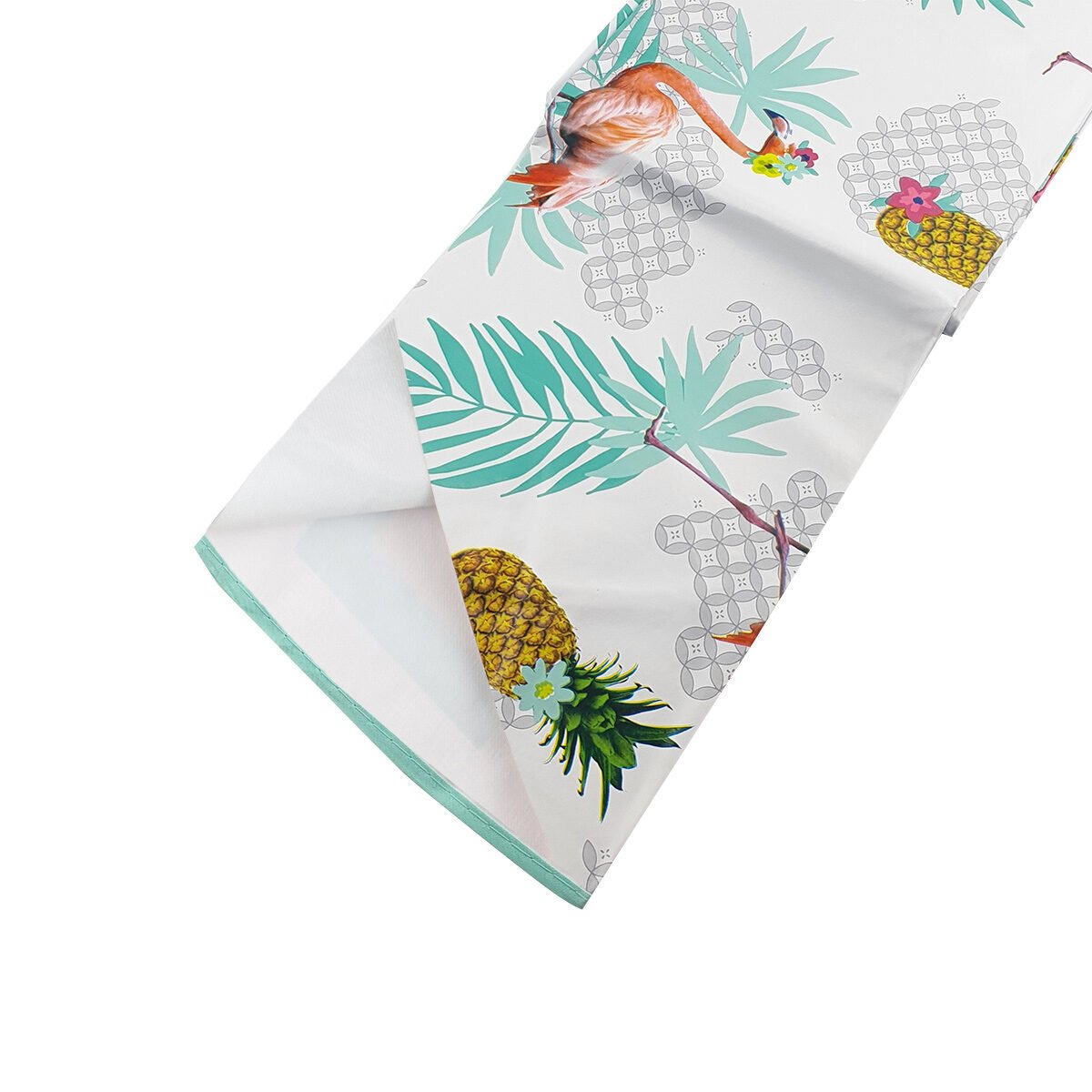 Round tablecloth in oilcloth/PVC printed Lady Flamingo D 160 cm with bias finish Douceur d'intérieur