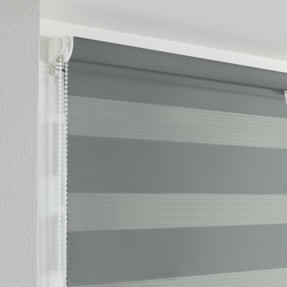 Day/night roller blind in gray polyester H 180 x W 45 cm ready to install with or without drilling Interior blind