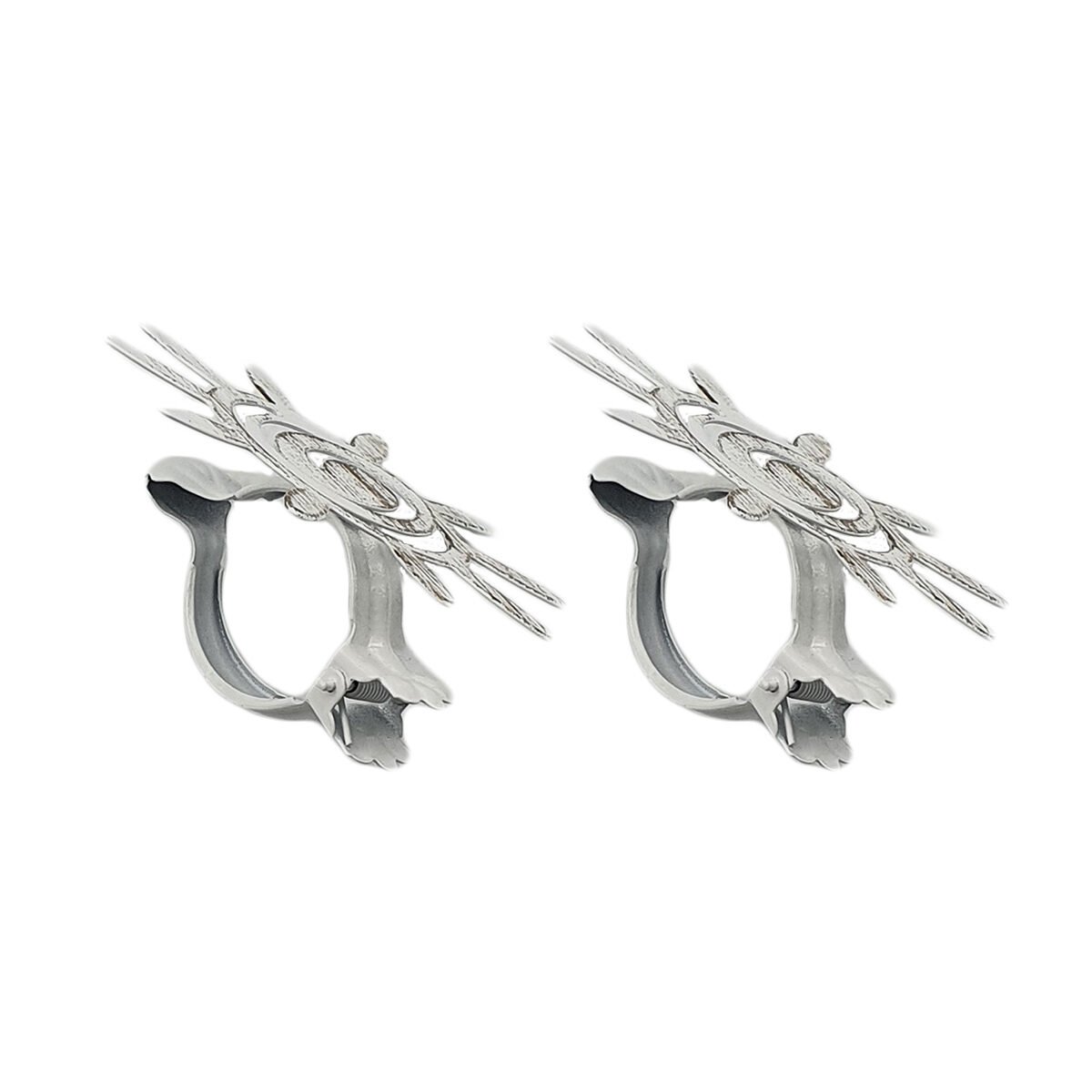 Set of 2 Luance White/Gold Metal Helios GM Swivel Curtain Clips Without Claw