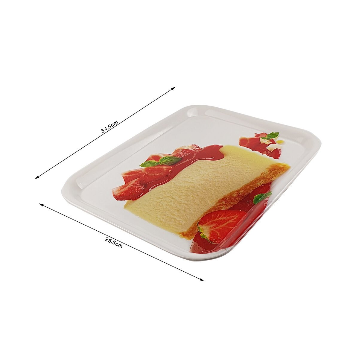 Plateau Cake aux fraises en mélamine L 34.5 x l 25.5 cm
