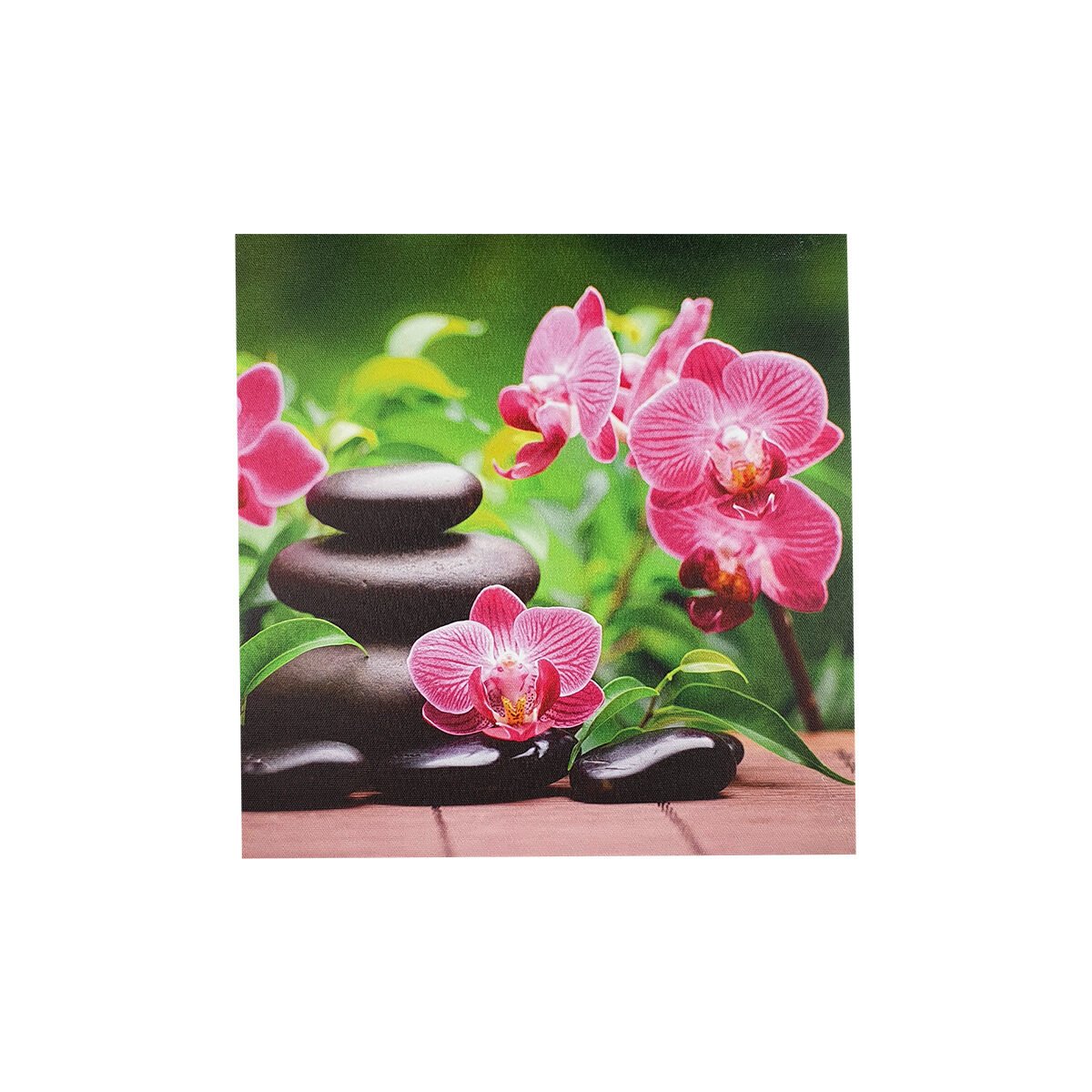 Printed canvas painting Pebbles and orchids L 28 x W 28 cm
