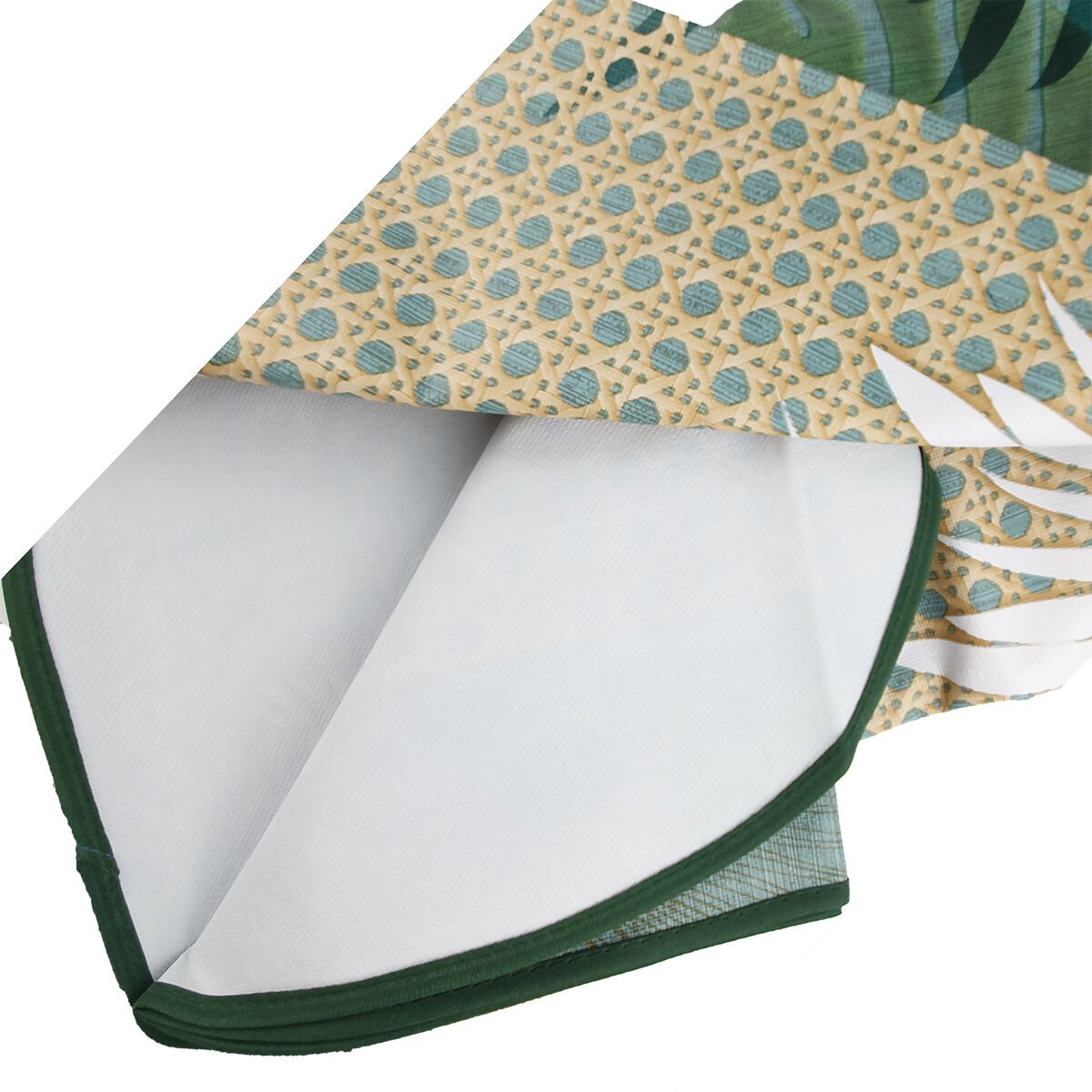 Rectangular tablecloth in oilcloth/PVC printed Green Cockatoo L 240 x W 140 cm with bias finish Douceur d'intérieur
