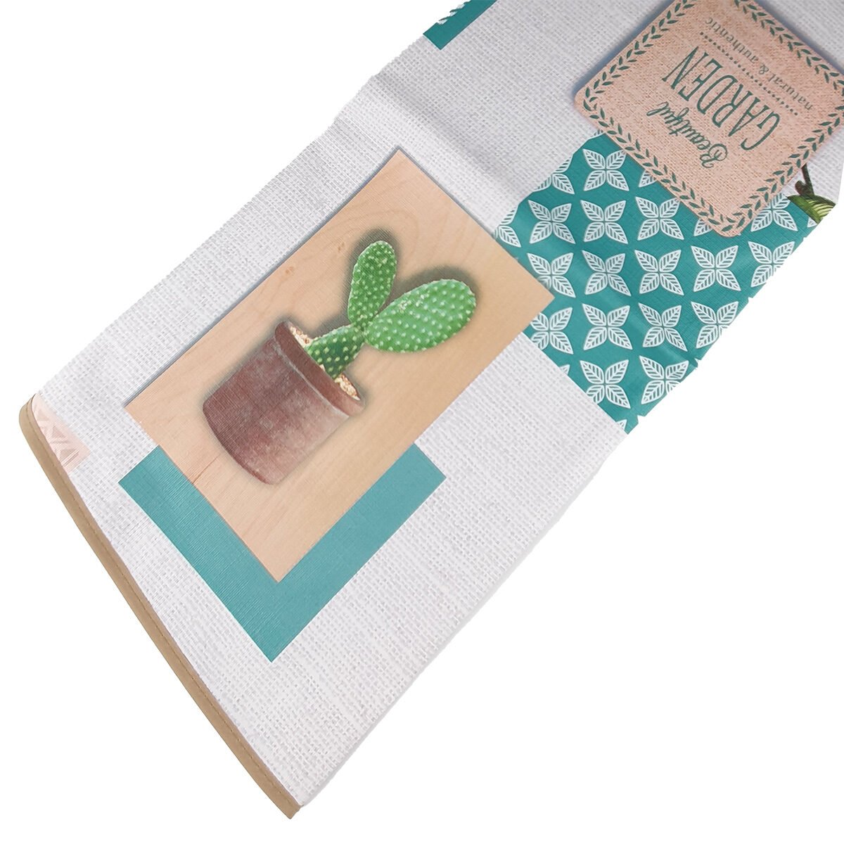 Nappe ronde en toile cirée/PVC imprimée Wallys blanc D 160 cm avec finition biais Douceur d'intérieur