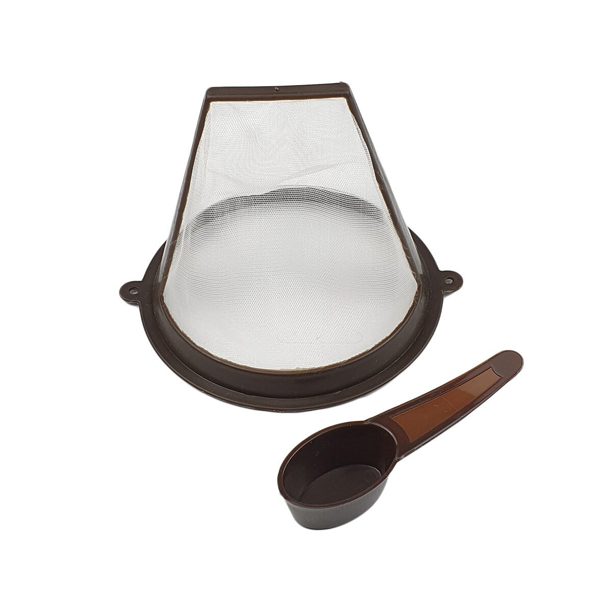 Filtre à café réutilisable en plastique marron/blanc sans BPA D 13 cm avec doseur Idée maline