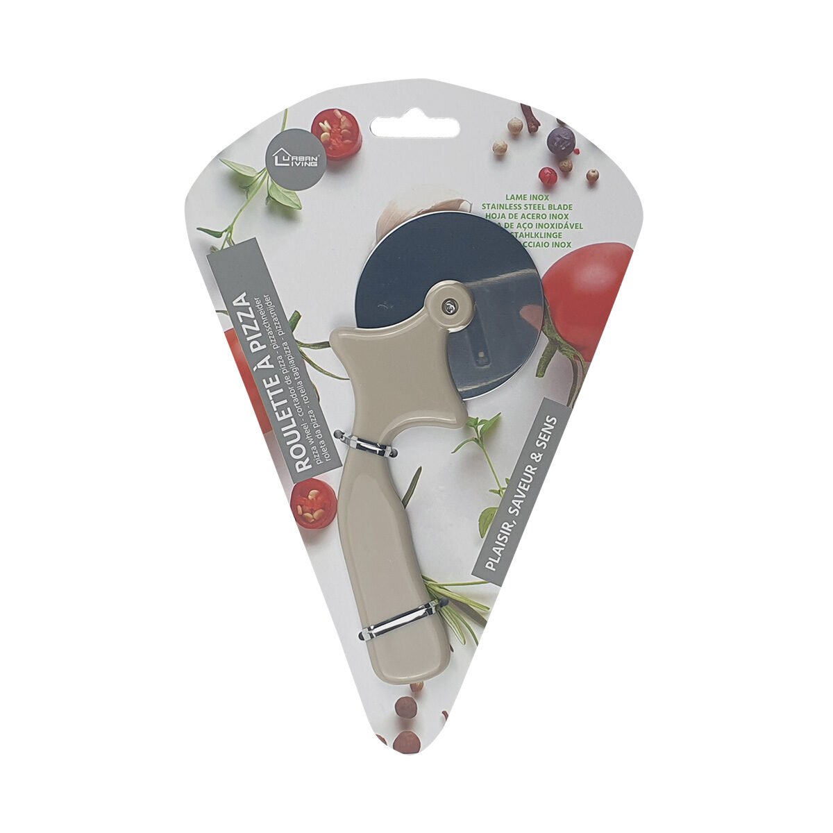 Urban Living Taupe Plastic and Stainless Steel Pizza Wheel