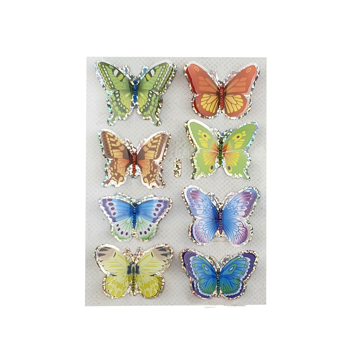 Lot de 8 stickers Petit papillon brillant en relief sur une planche L 15 x l 11 cm Home essential