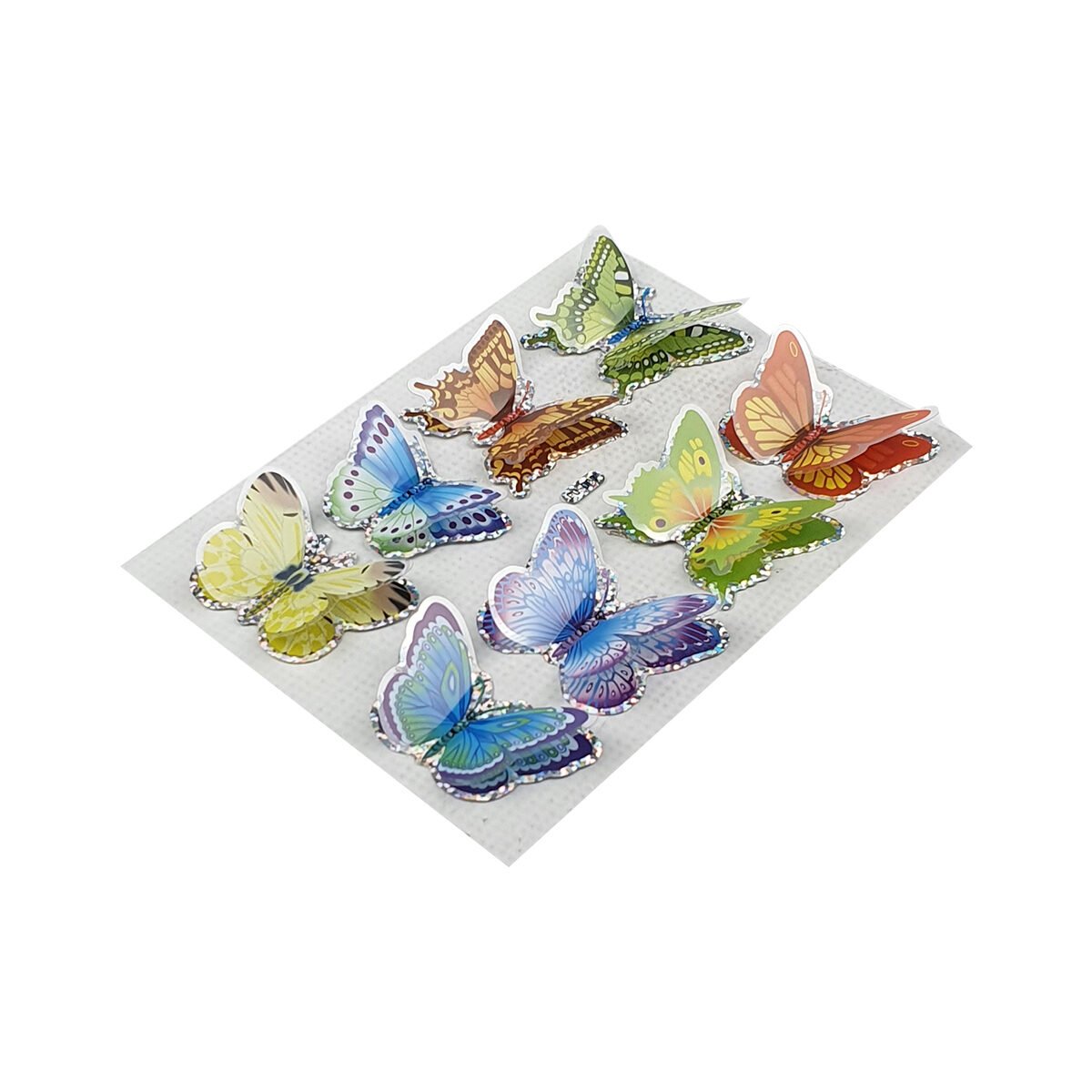 Lot de 8 stickers Petit papillon brillant en relief sur une planche L 15 x l 11 cm Home essential