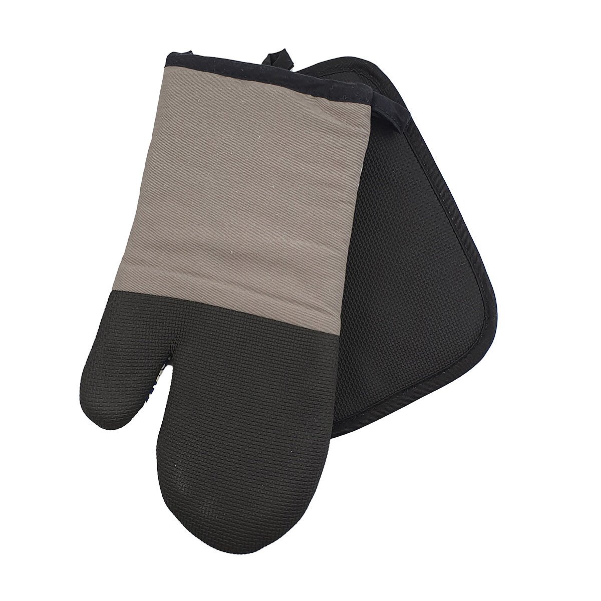 Oven glove + potholder Flowers and leaves in cotton and neoprene