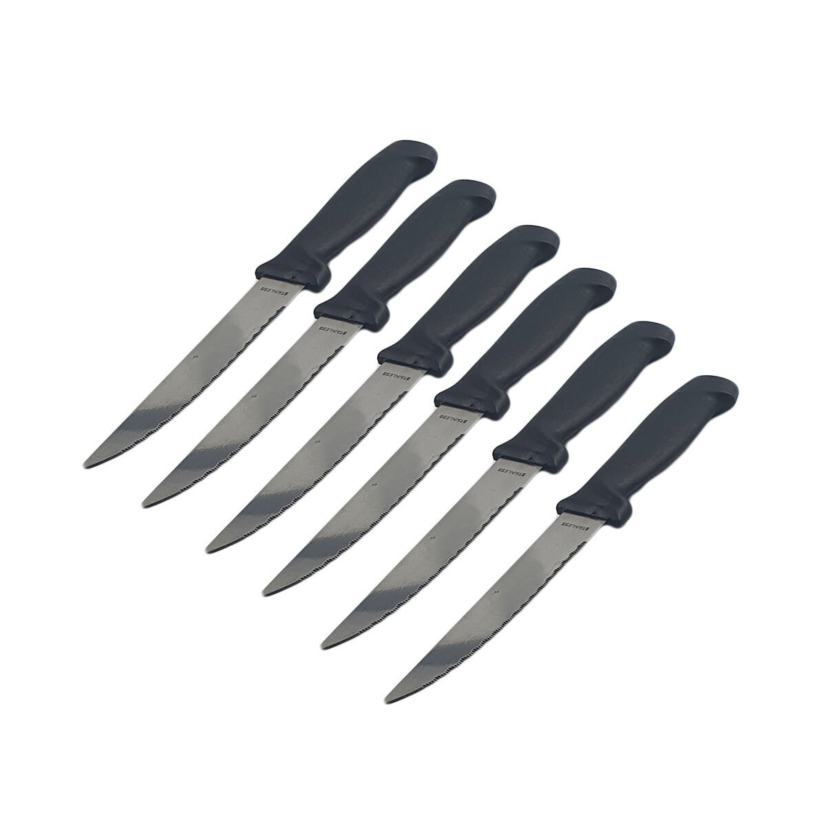 Lot de 6 couteaux à steak en acier inoxydable et plastique noir Maxime Home