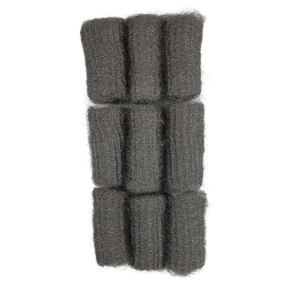 Set of 9 steel wool pads for scouring and polishing