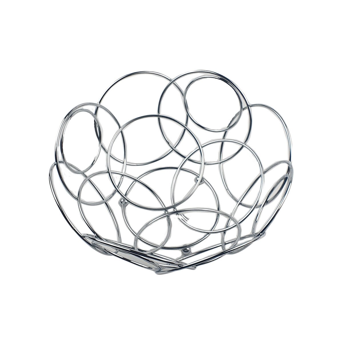 Design fruit basket in chromed metal D 26 x H 12 cm