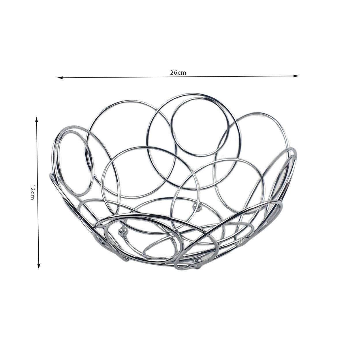 Design fruit basket in chromed metal D 26 x H 12 cm