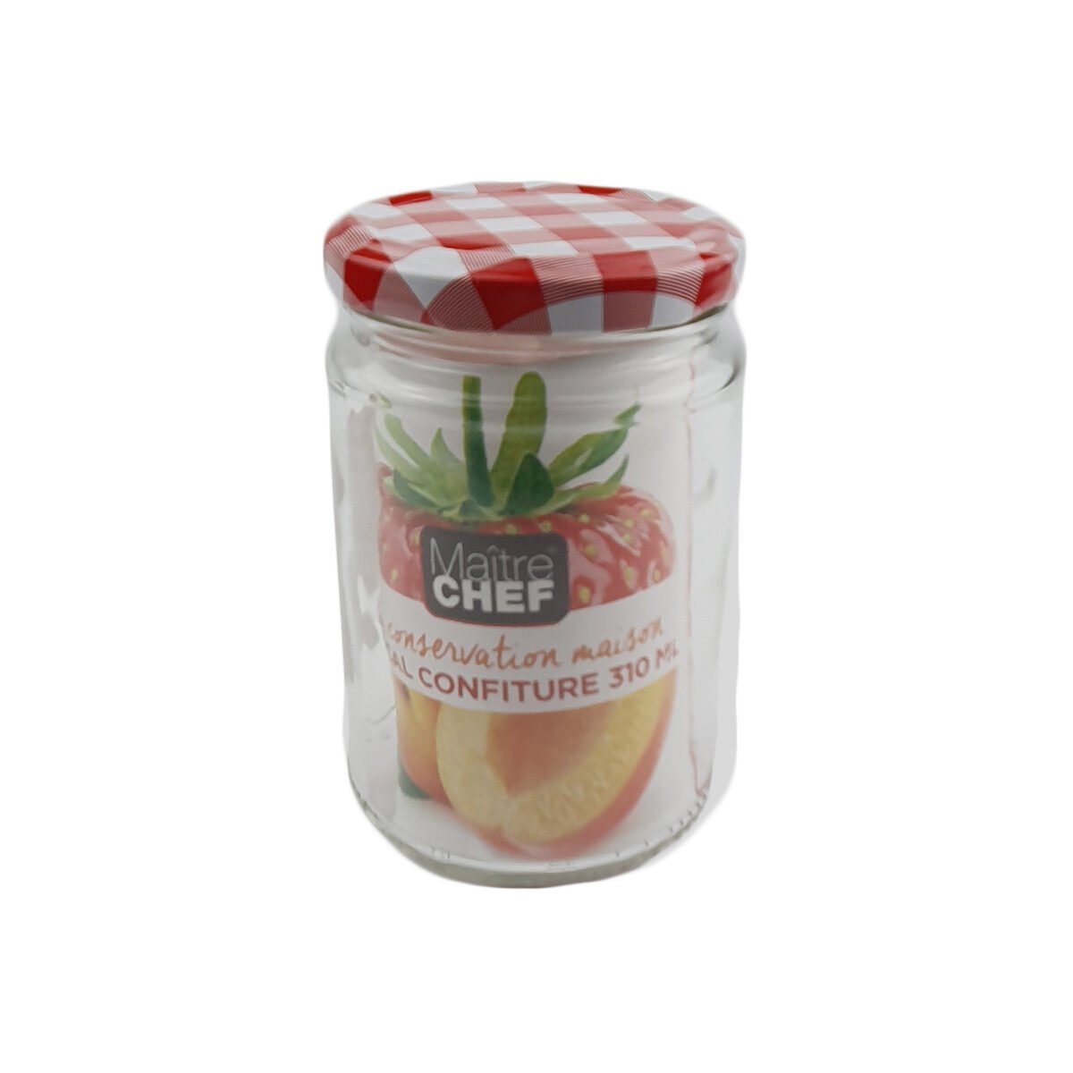Master Chef Red Gingham Glass Jam Jar with Metal Lid