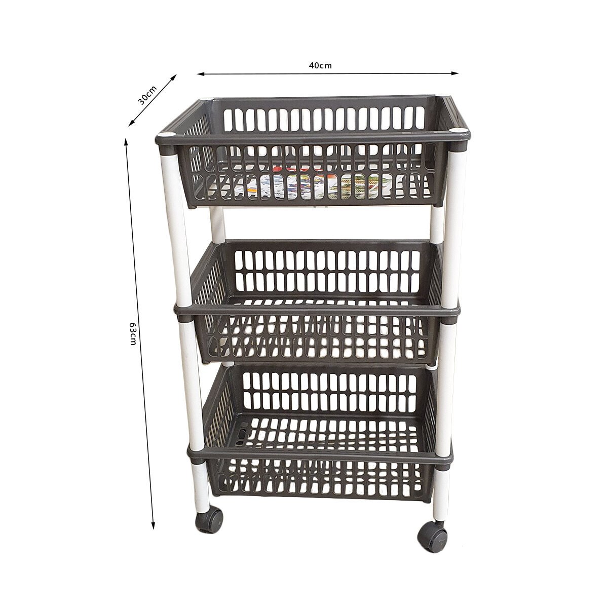 Multi-purpose plastic trolley L 40 X W30 X H 63 on 4 wheels Heidrun