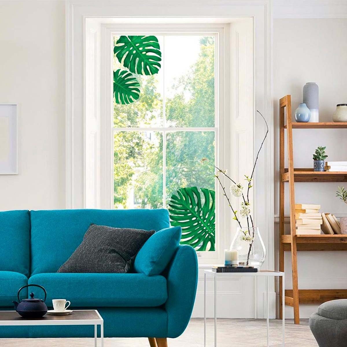 Electrostatic window sticker Monsteras leaves on a board L 60 x W 40 cm