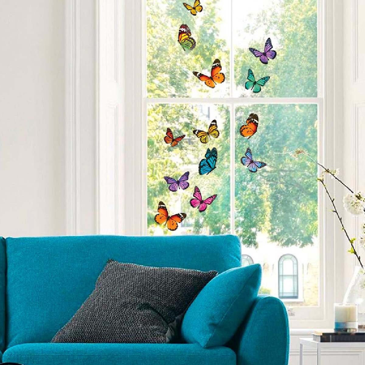 Electrostatic window sticker Butterflies on a board L 60 x W 40 cm
