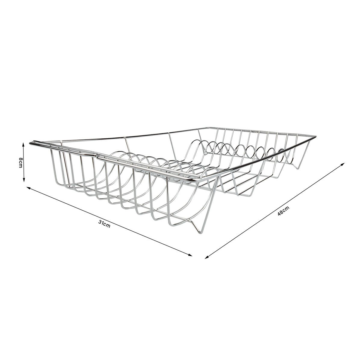 Dish drainer in chromed metal L 48 x W 31 x H 8 cm