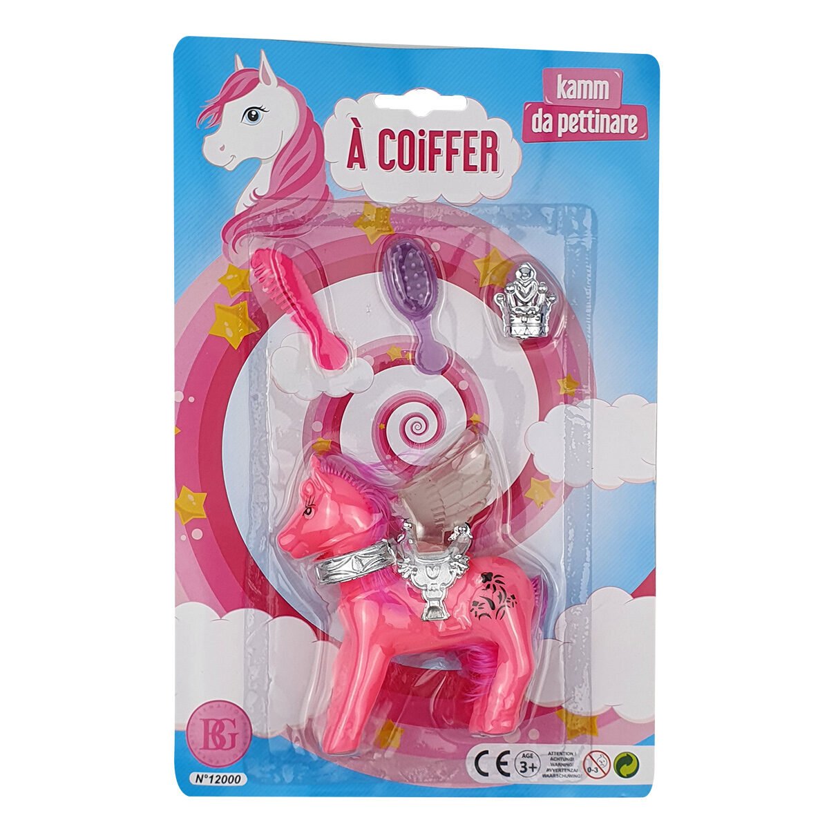 Pink plastic styling pony toy L 7 x H 11 cm with 4 accessories BG