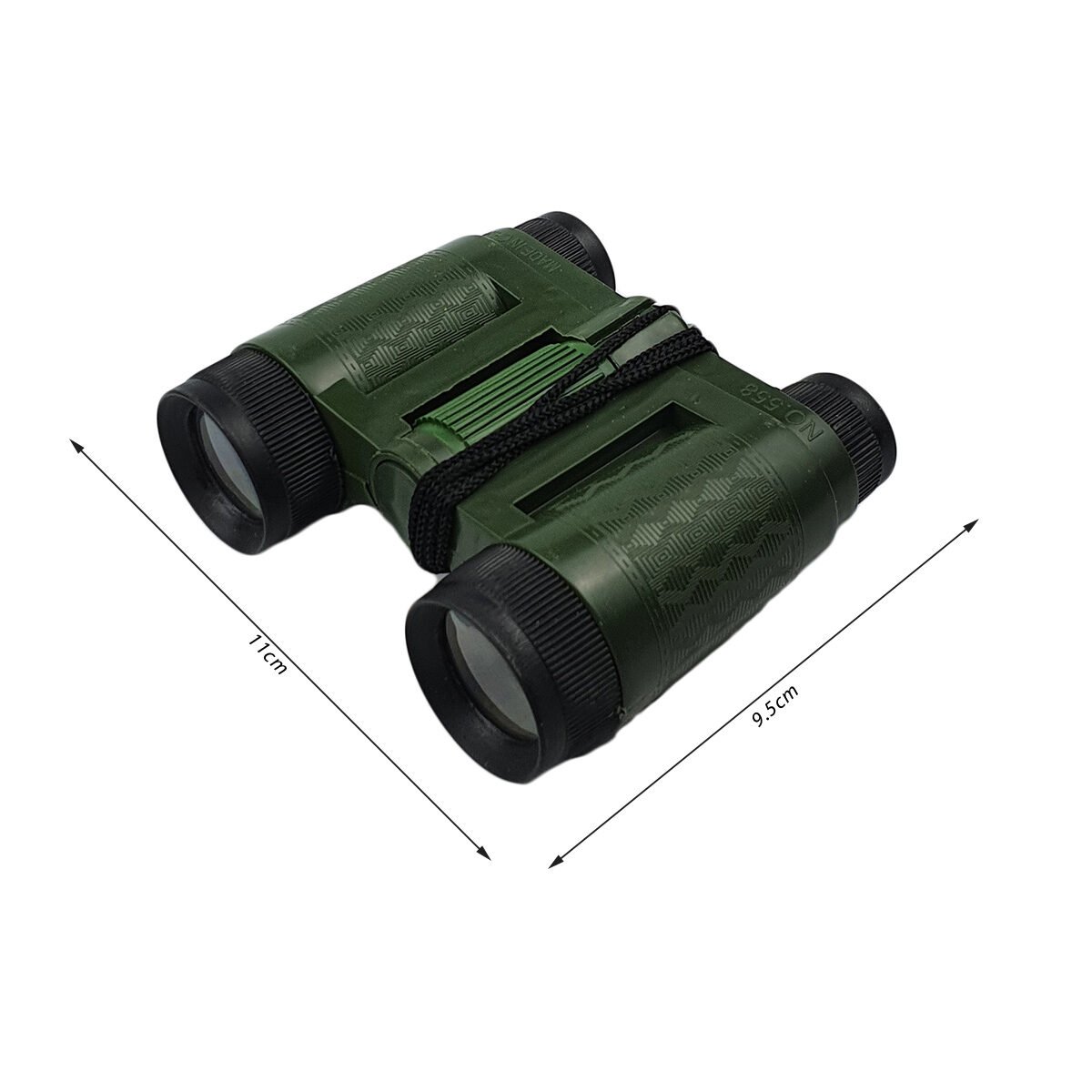 Pair of plastic toy binoculars L 11.0 x W 9.5 cm with 1 black nylon cord BG