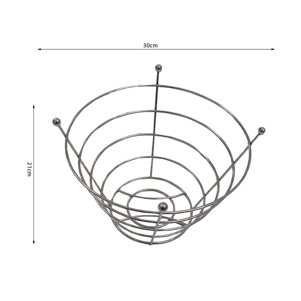 Corbeille à fruits design en métal chromé D 30 x H 21 cm