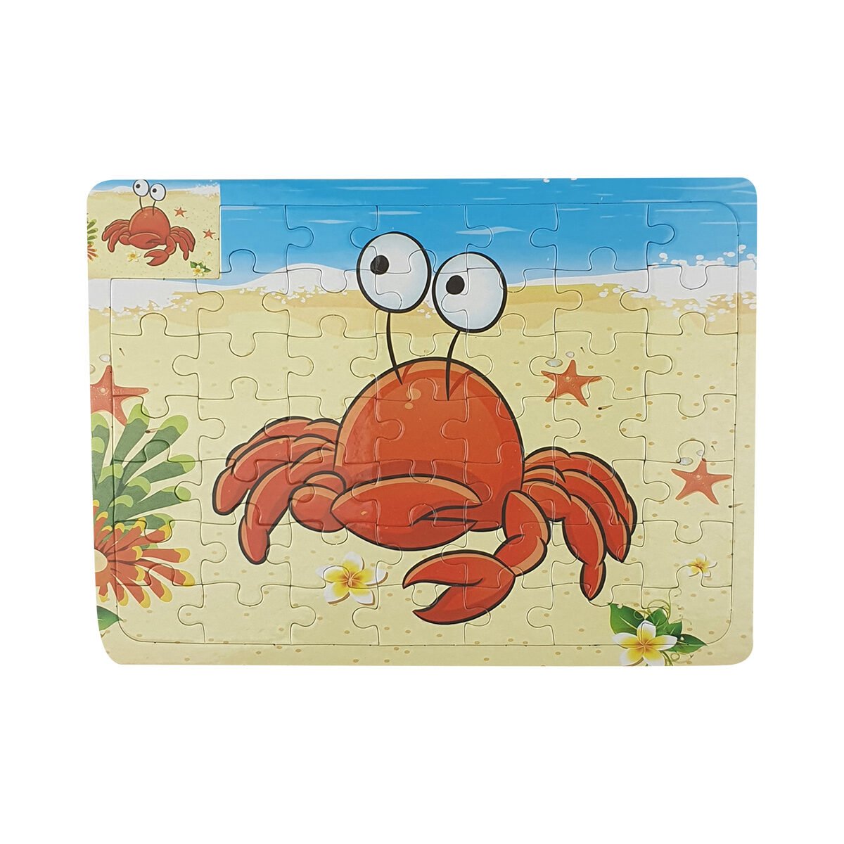 Puzzle enfant en 49 pièces L 26 X l 19 cm à motif Crabe avec le même motif à colorier au verso BG