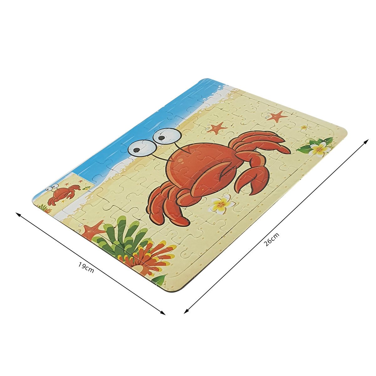 Puzzle enfant en 49 pièces L 26 X l 19 cm à motif Crabe avec le même motif à colorier au verso BG