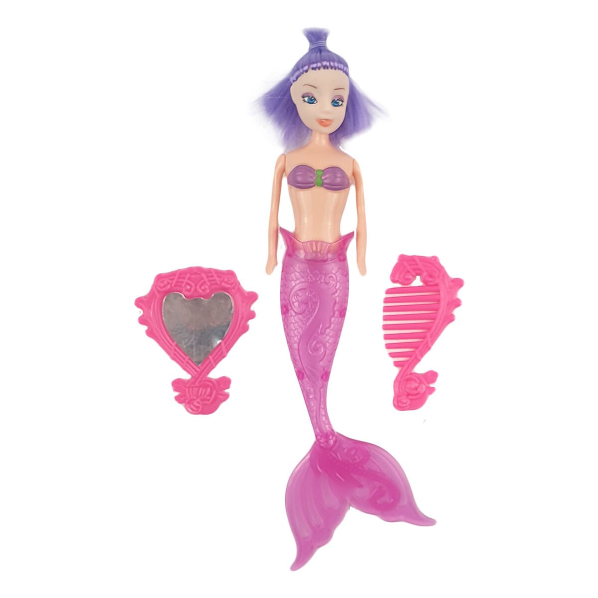 Poupée Sirène lumineuse en plastique L 22 cm avec 2 accessoires BG