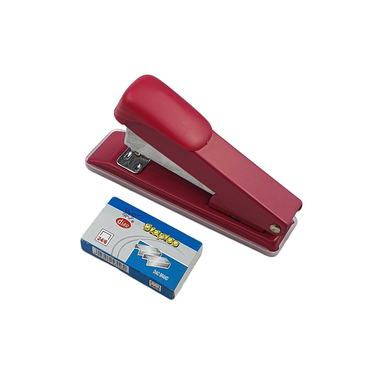 Agrafeuse en métal et plastique L 12 x l 4 cm avec 1 boîte de 500 agrafes 24/6 Diao