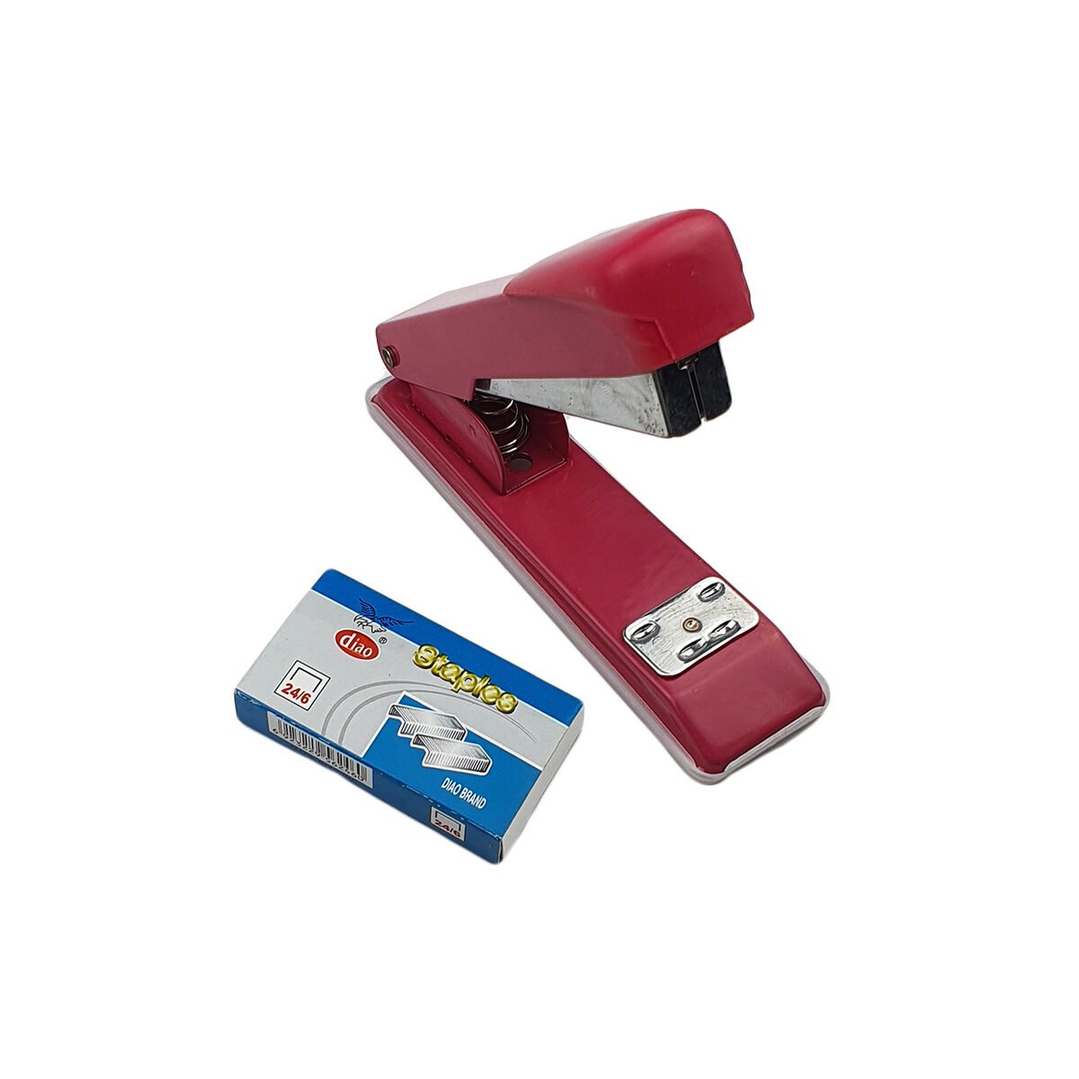 Agrafeuse en métal et plastique L 12 x l 4 cm avec 1 boîte de 500 agrafes 24/6 Diao