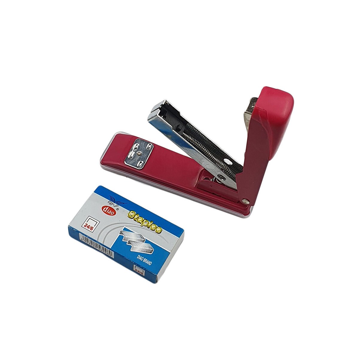 Agrafeuse en métal et plastique L 12 x l 4 cm avec 1 boîte de 500 agrafes 24/6 Diao