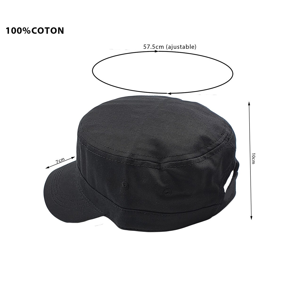 Casquette militaire en coton D 57.5 cm réglable