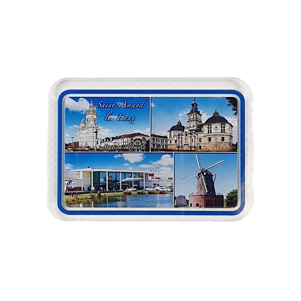 Magnet Saint-Amand-les-Eaux photo 4 views in plastic and magnet L 7 x H 5 cm