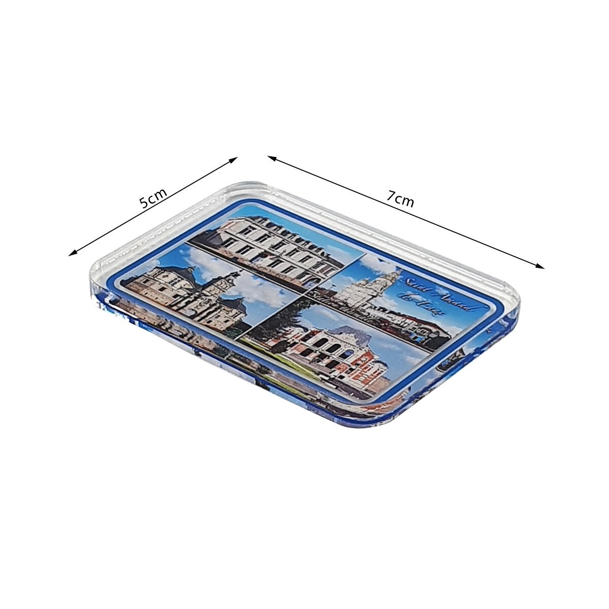 Magnet Saint-Amand-les-Eaux photo 4 vues en plastique et aimant L 7 x H 5 cm