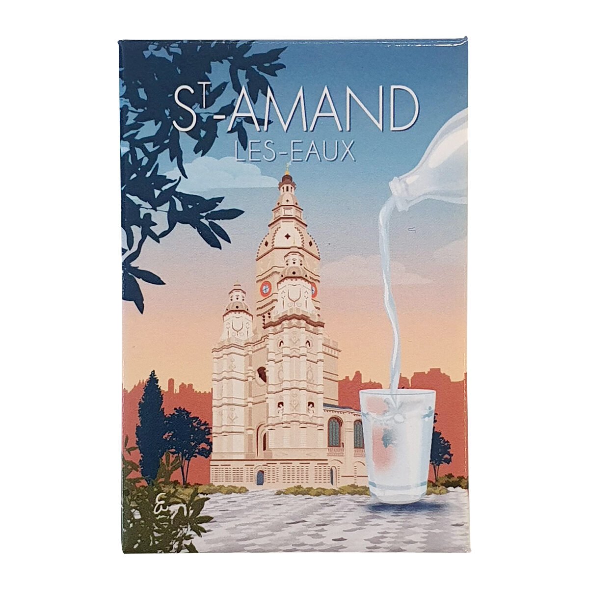 Magnet Saint-Amand-les-Eaux abbey tower drawing in metal and magnet W 5.5 x H 8.0 cm