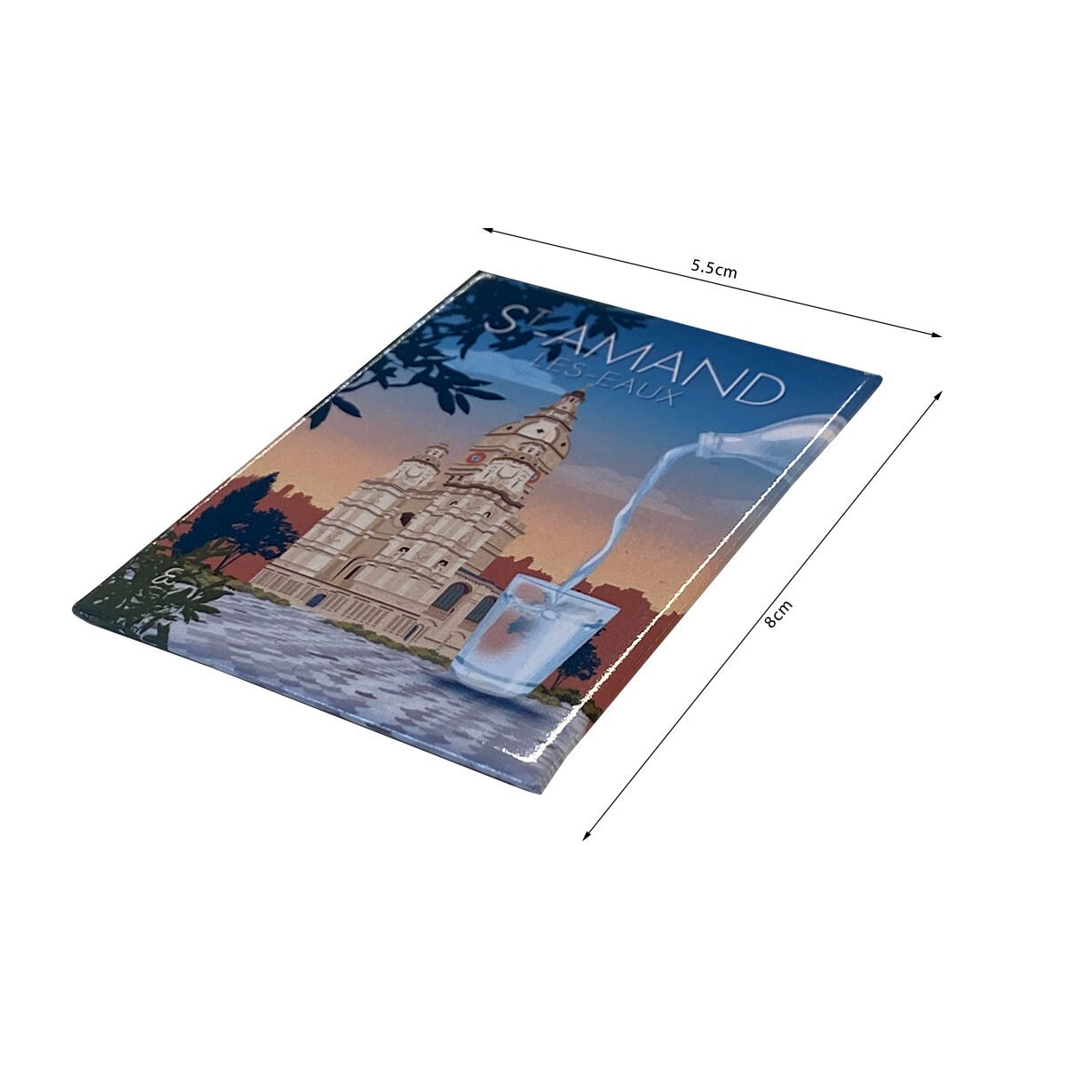 Magnet Saint-Amand-les-Eaux abbey tower drawing in metal and magnet W 5.5 x H 8.0 cm
