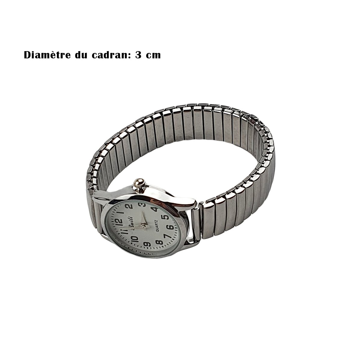 Montre femme en m tal argent D 3 cm du cadran avec bracelet en