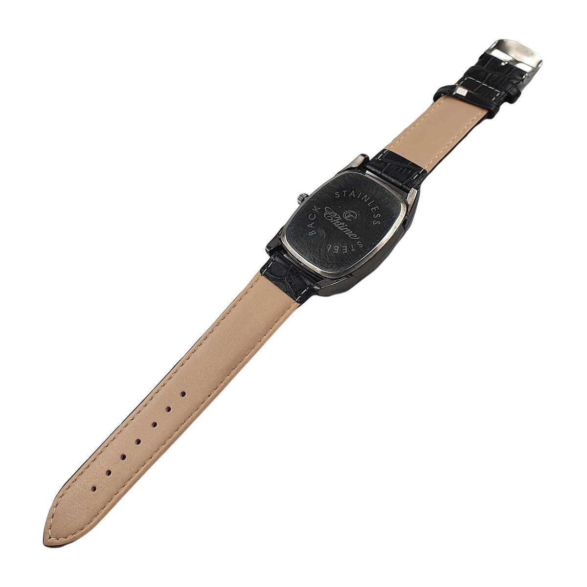 Montre homme en métal gris foncé L 5 x l 4 cm du cadran avec bracelet en simili cuir noir Chtime