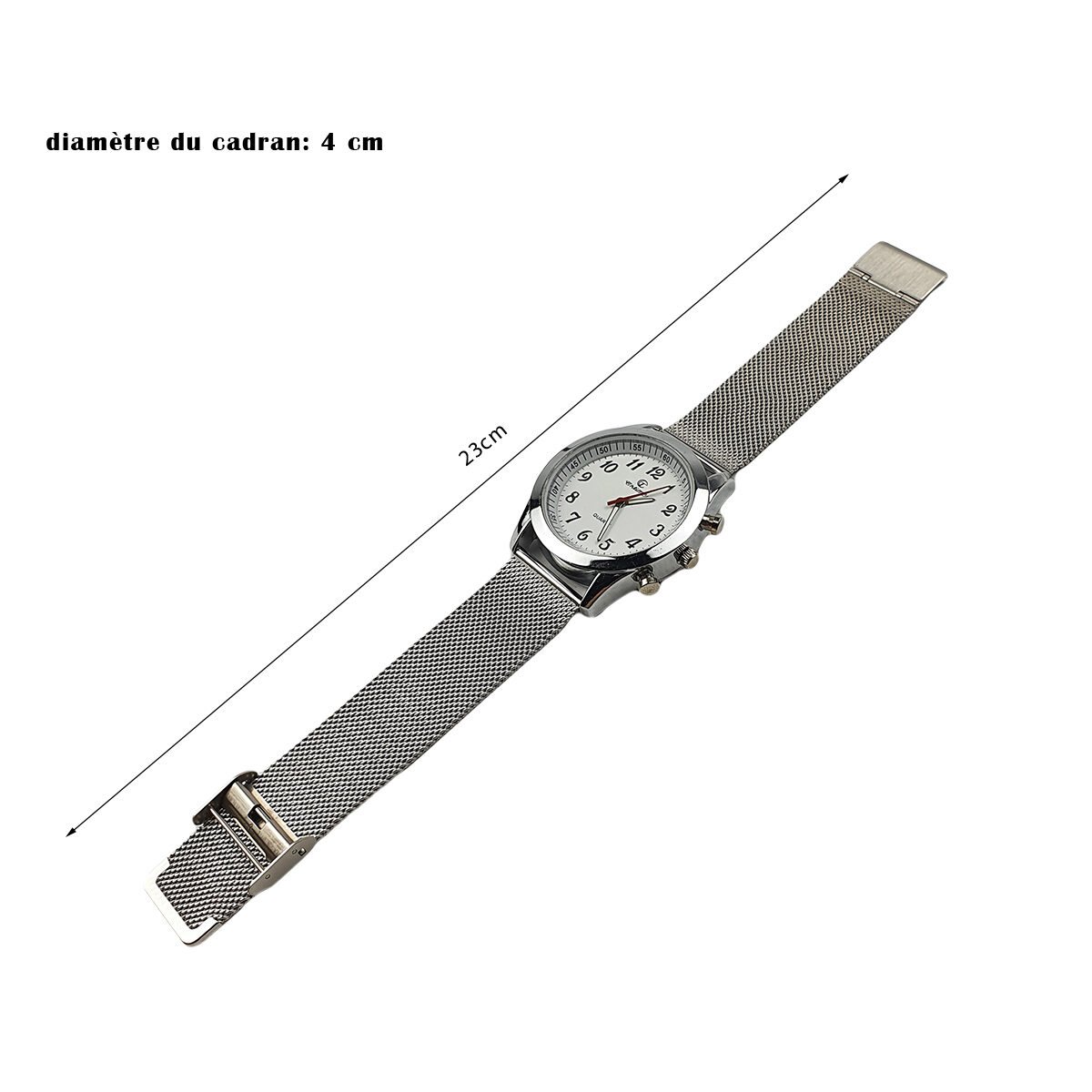 Men's watch in silver metal D 4 cm of the dial with adjustable silver metal bracelet Chtime