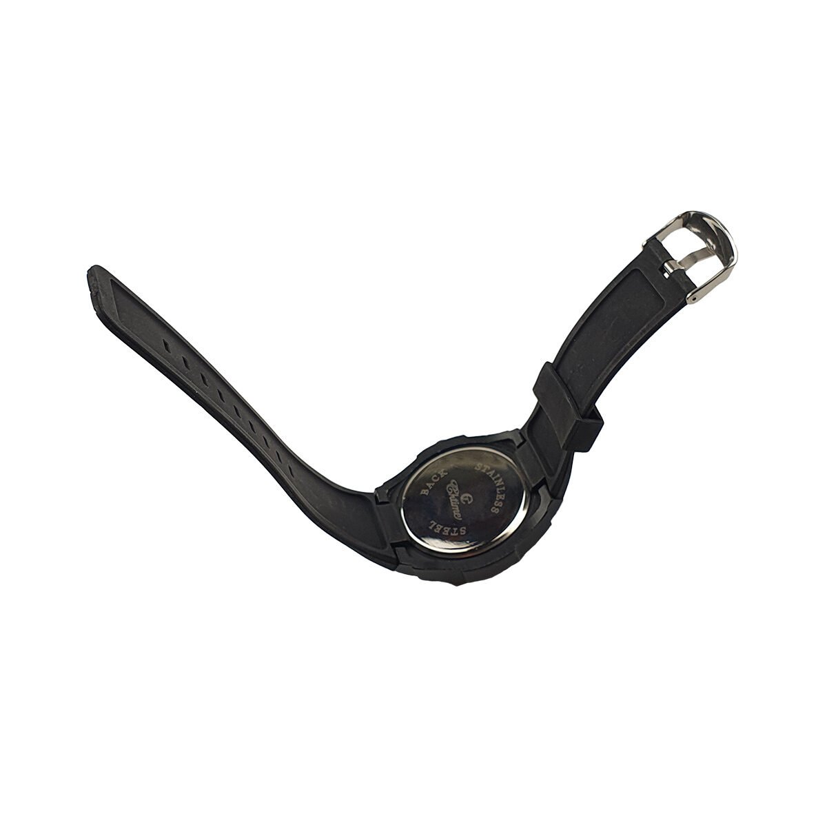 Montre homme en métal noir D 4.5 cm du cadran avec bracelet en plastique noir Chtime