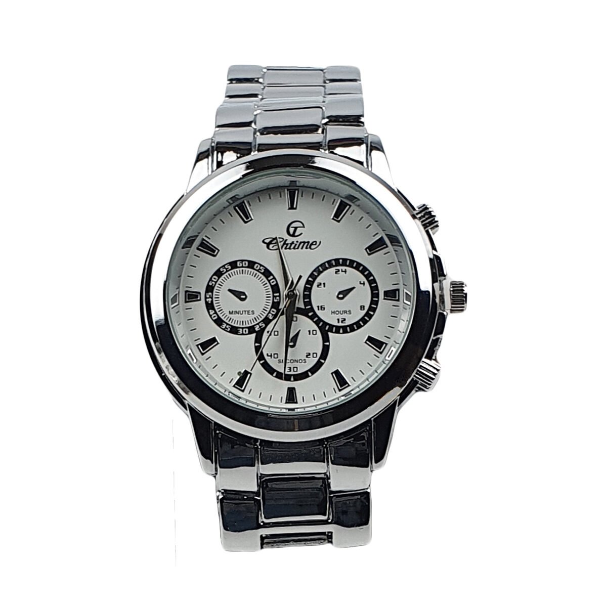 Men's watch in silver metal D 4 cm from the dial with silver metal strap Chtime