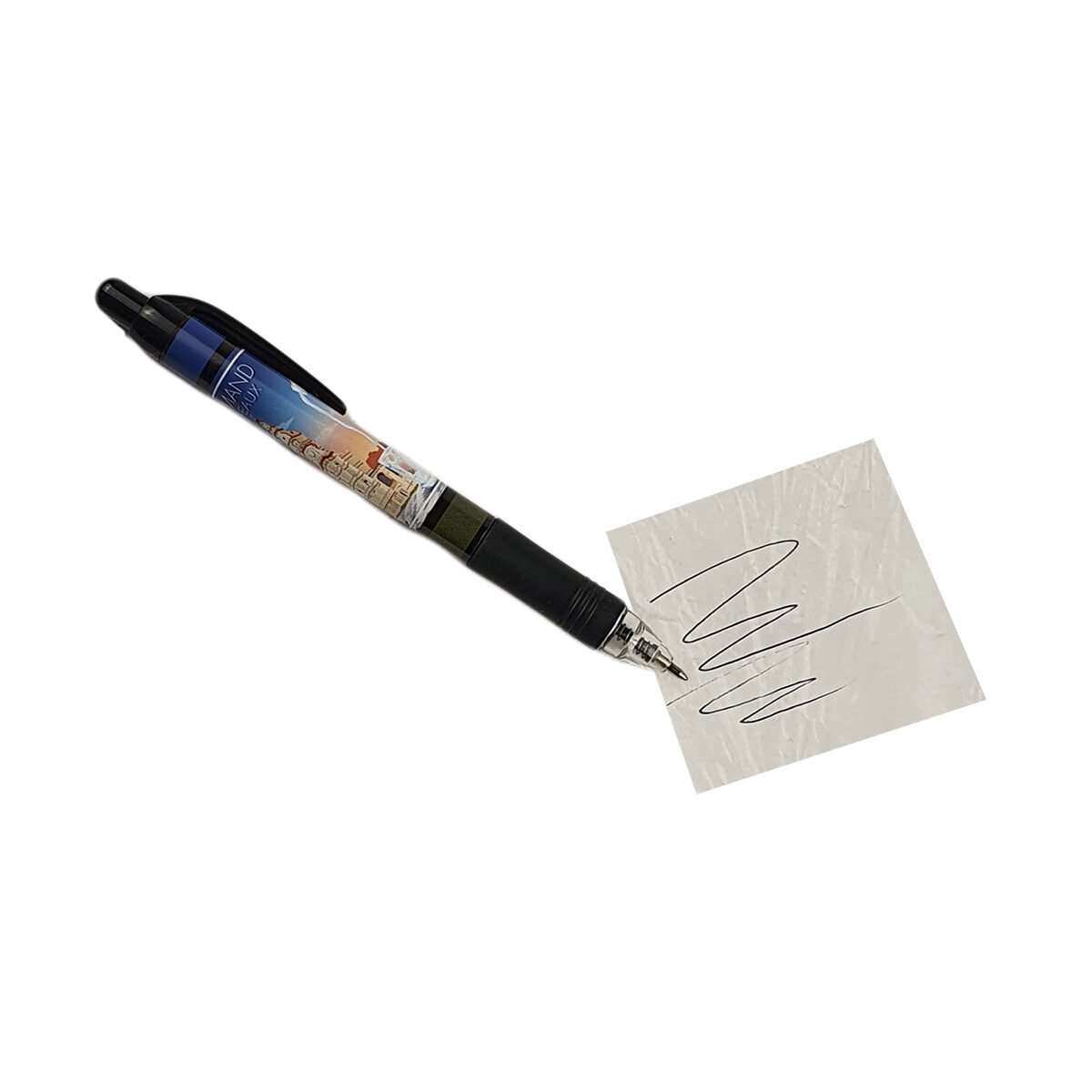 Push ballpoint pen Saint-Amand-les-Eaux Abbey Tower drawing with black writing in plastic and rubber L 14 cm