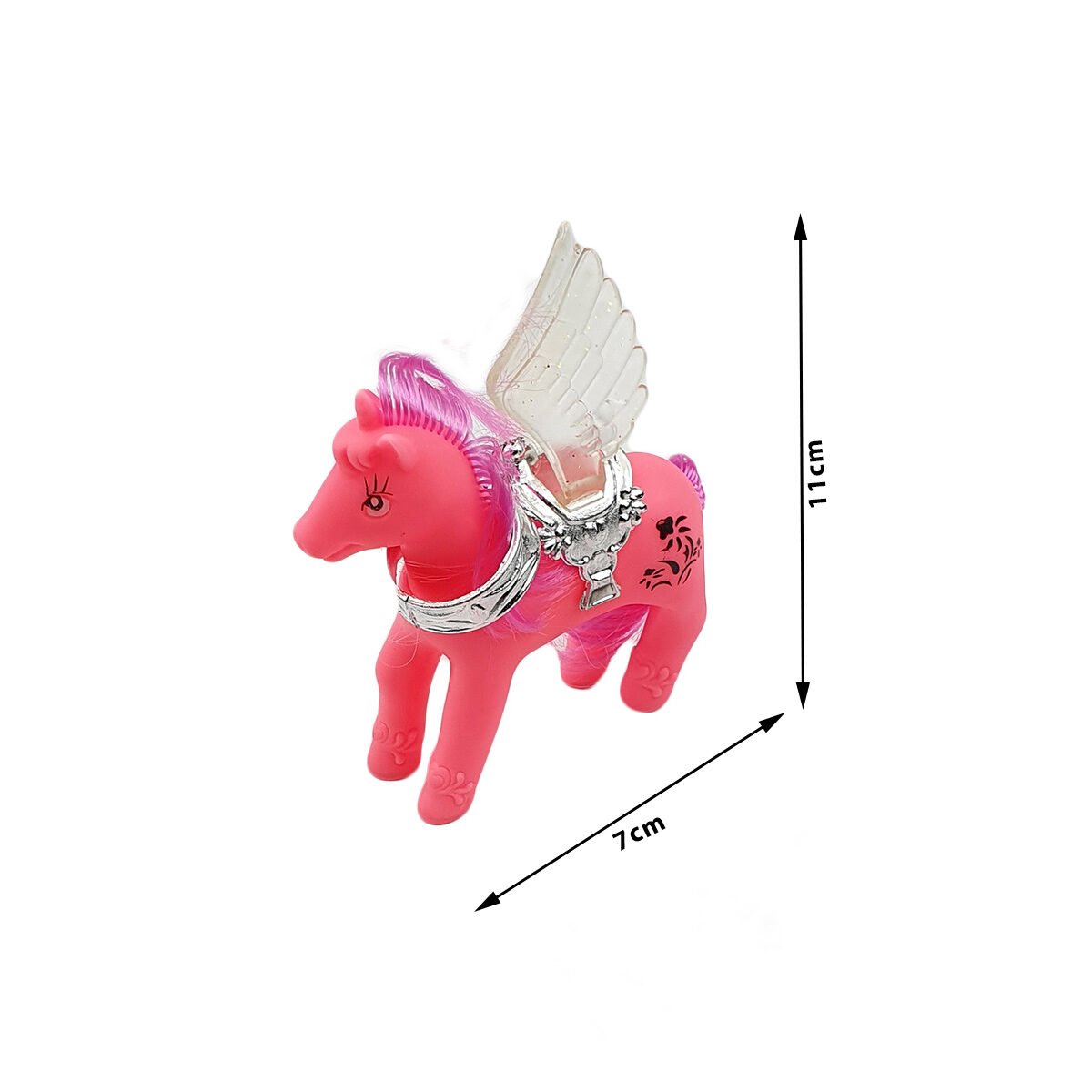 Pink plastic styling pony toy L 7 x H 11 cm with 4 accessories BG