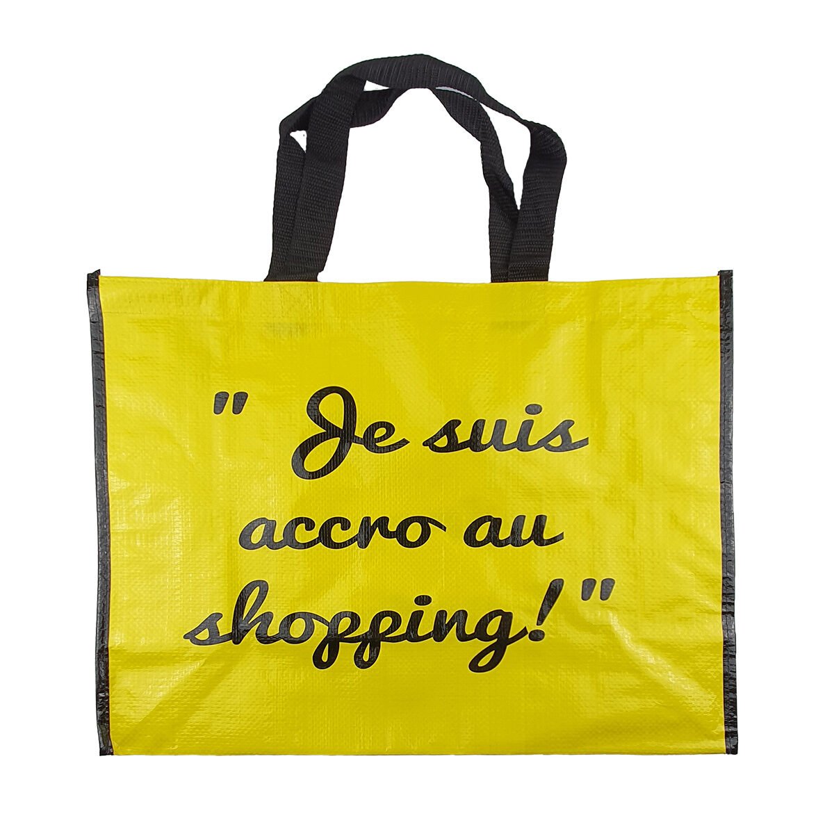 Sac de course cabas réutilisable "Je suis accro..." en polypropylène L 47.0 x l 18.5 x x H 37.0 cm