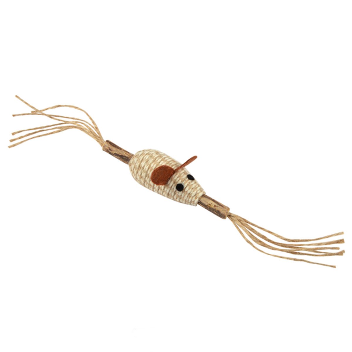 Jouet Souris au bois naturel de Matatabi L 12 cm avec des ficelles en chanvre Love Story