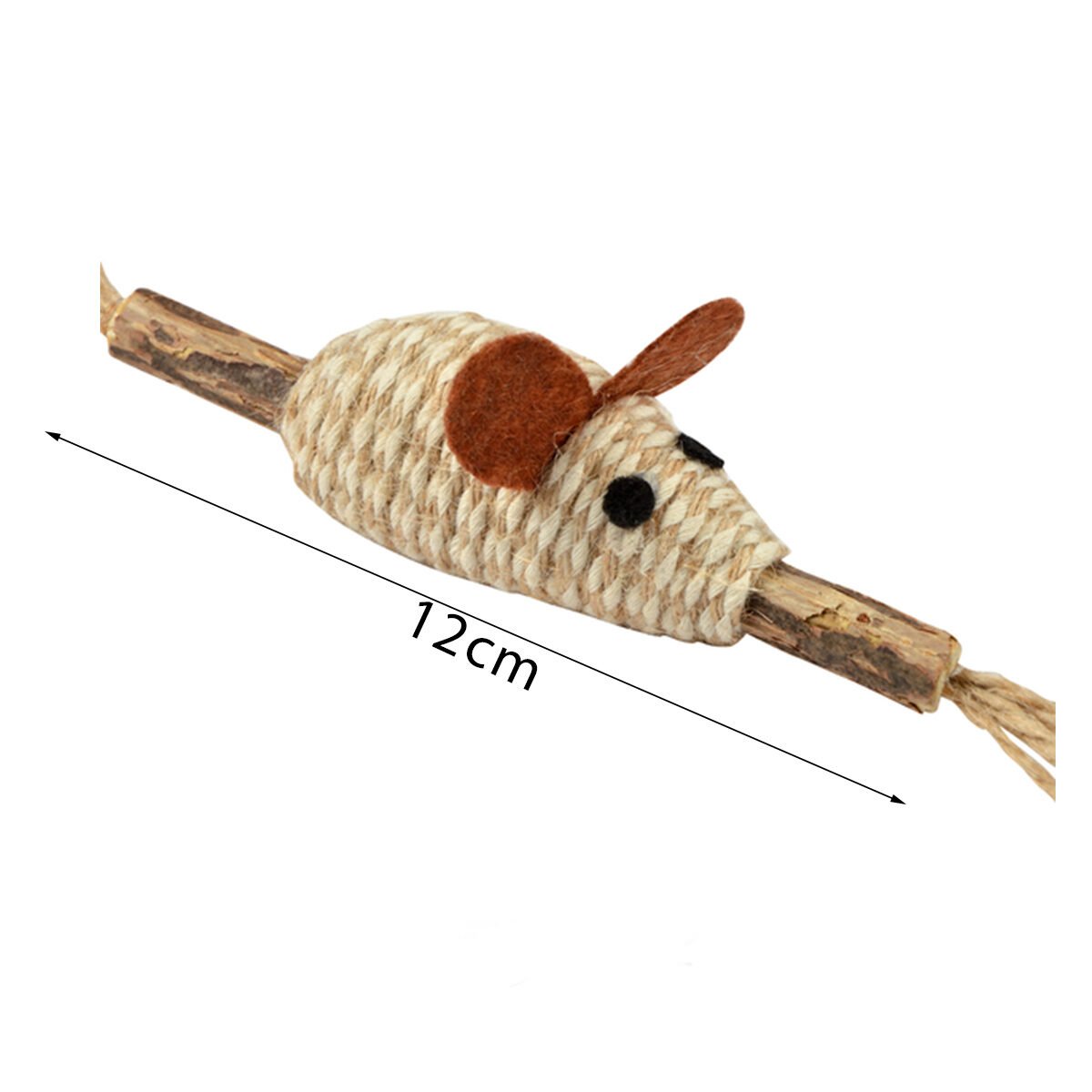 Jouet Souris au bois naturel de Matatabi L 12 cm avec des ficelles en chanvre Love Story