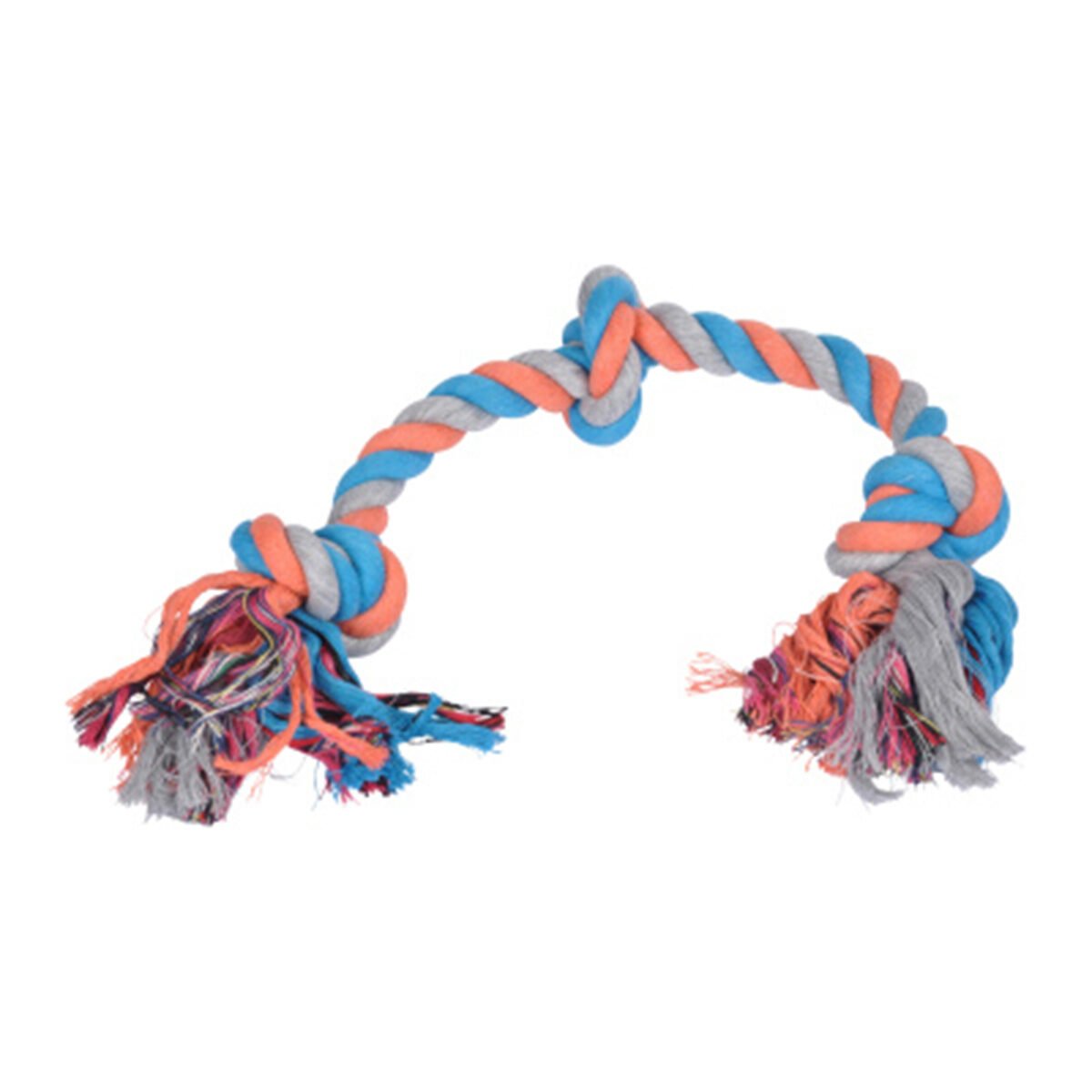 Rope toy with 3 tricolor cotton knots L 50 cm for dogs Love Story
