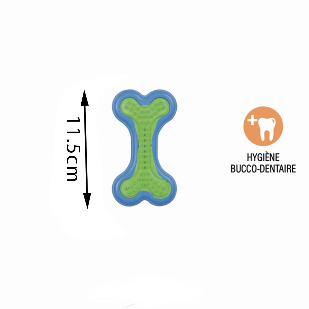 Jouet Os en caoutchouc bleu et vert L 11.5 cm Love Story